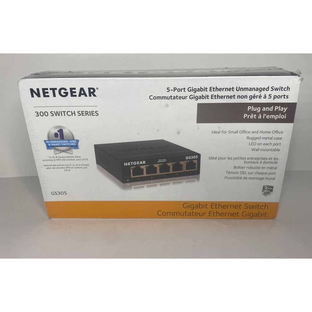 NETGEAR GS305300PAS 5 Port Gigabit Ethernet Unmanaged Switch for Small Office